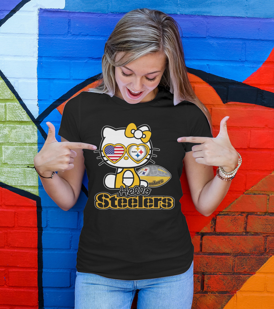 Hello Steelers Hello Kitty Pittsburgh Football T-Shirt