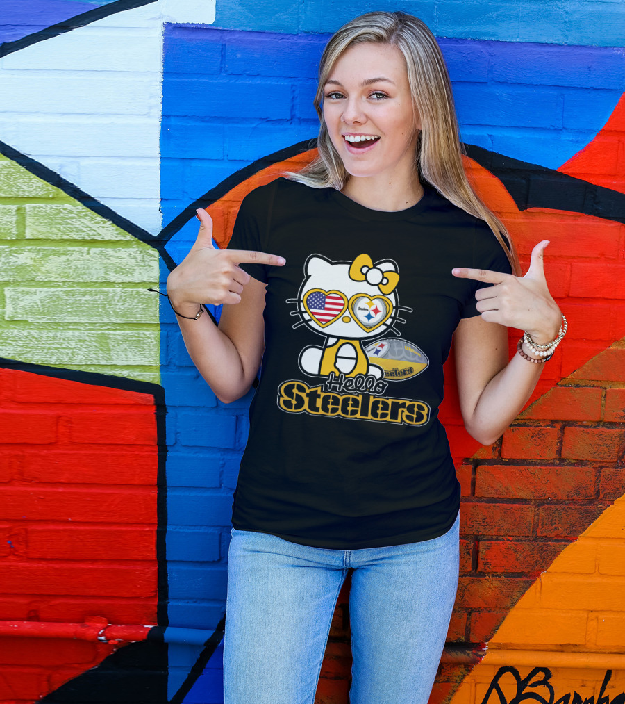 Hello Steelers Hello Kitty Pittsburgh Football T-Shirt