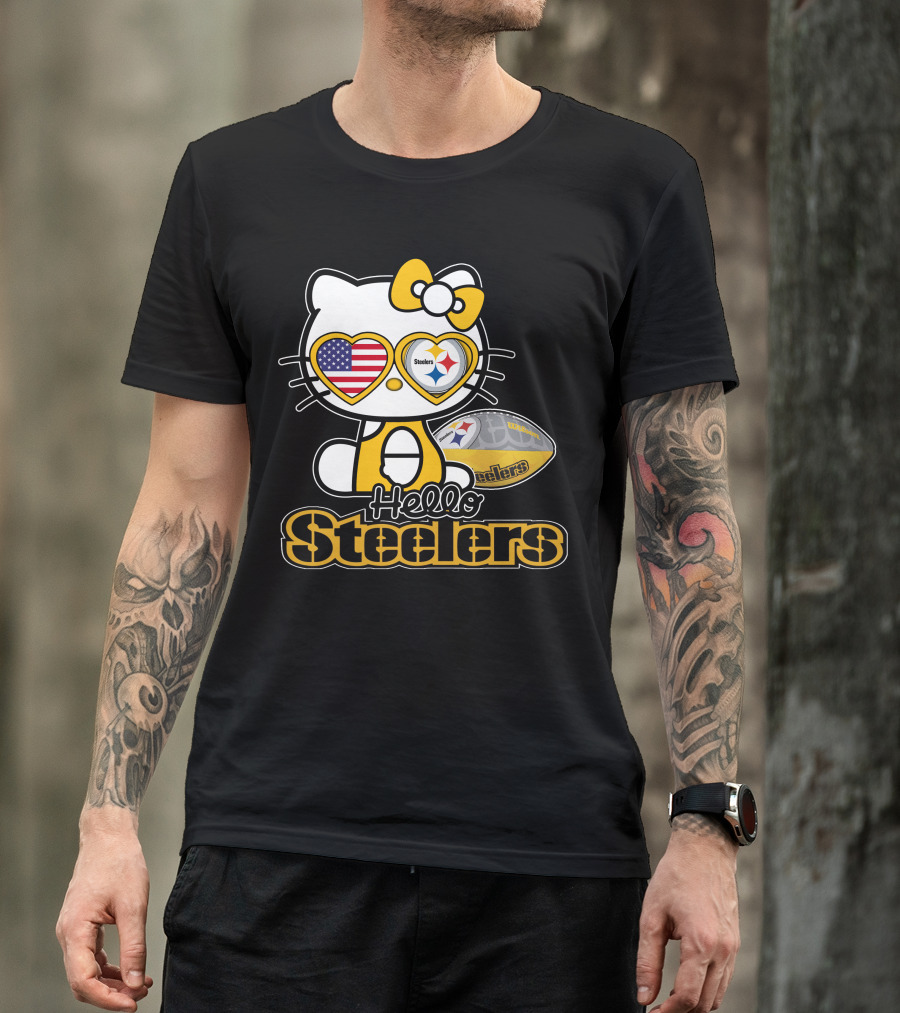 Hello Steelers Hello Kitty Pittsburgh Football T-Shirt