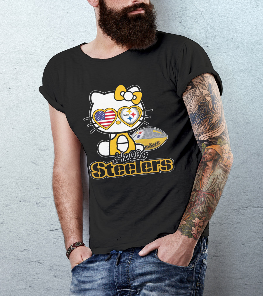 Hello Steelers Hello Kitty Pittsburgh Football T-Shirt