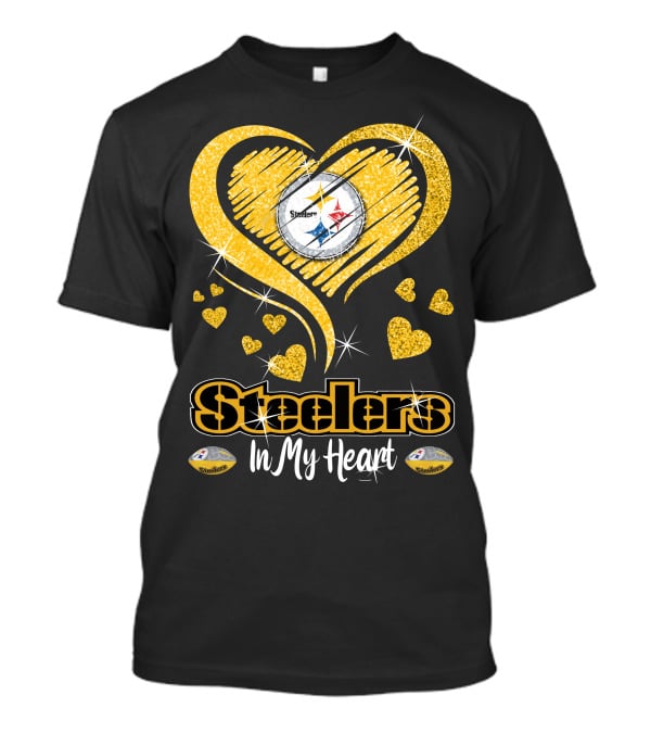 Steelers In My Heart Pittsburgh Sparkling Heart T-Shirt
