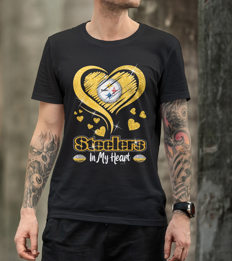 Steelers In My Heart Pittsburgh Sparkling Heart T-Shirt
