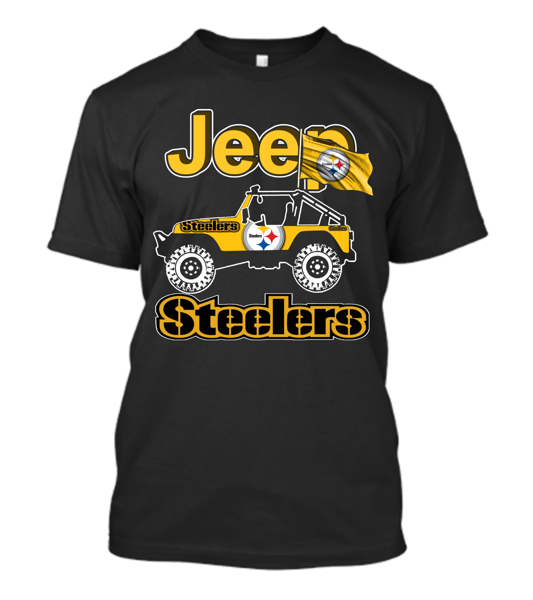 Jeep Pittsburgh Steelers Off-Road Adventure With Team Flag T-Shirt