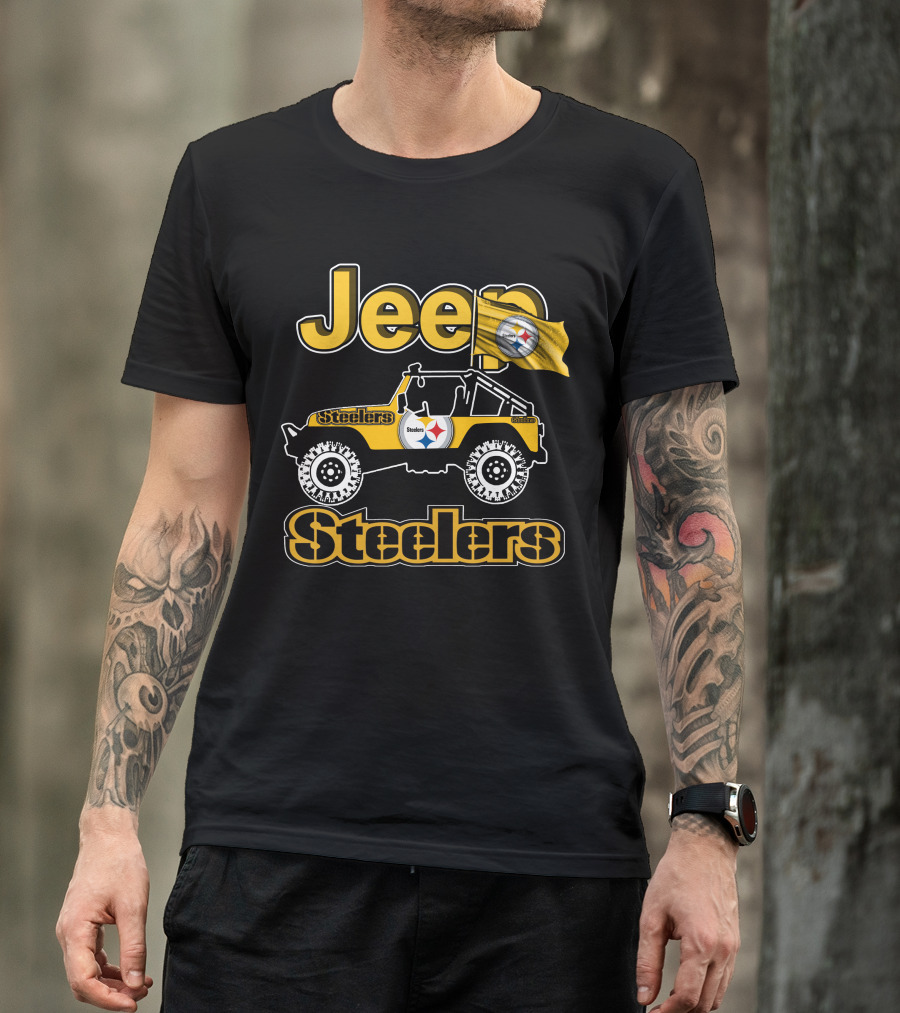 Jeep Pittsburgh Steelers Off-Road Adventure With Team Flag T-Shirt
