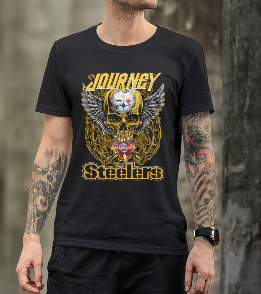 Journey Steelers Skull Wings Chain T-Shirt
