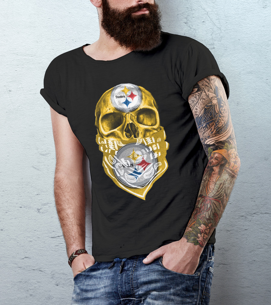 Skull V5 Steelers Bandana Logo Football Fan Gear T-Shirt