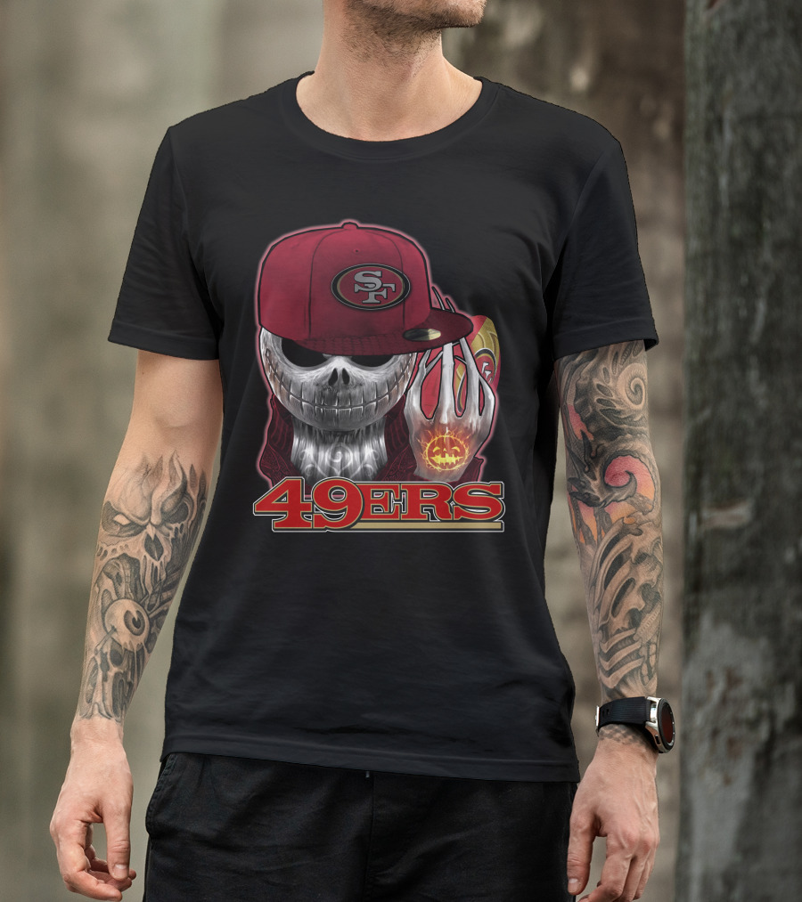 Jackskull 49ers SF Pumpkin Halloween Football T-Shirt