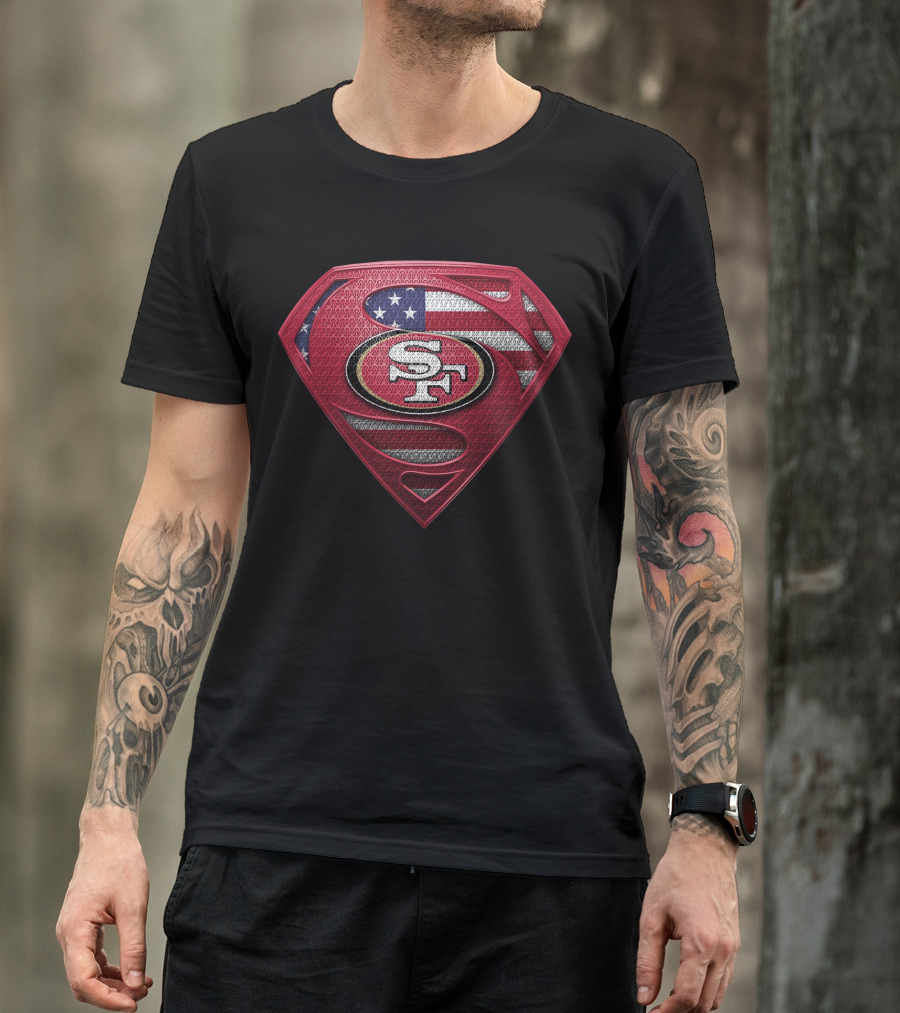 Superman San Francisco 49ers American Flag Logo Spm T-Shirt