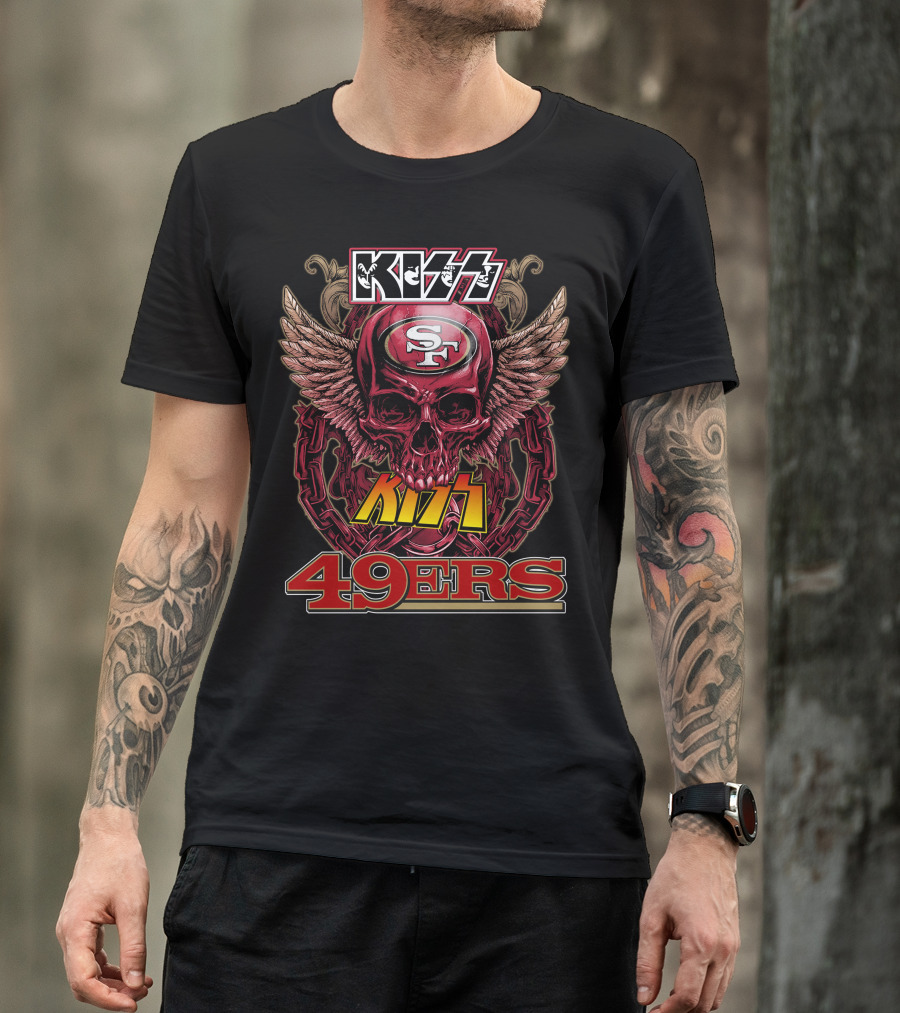 Kiss SF 49ers Skull Wings Chain T-Shirt