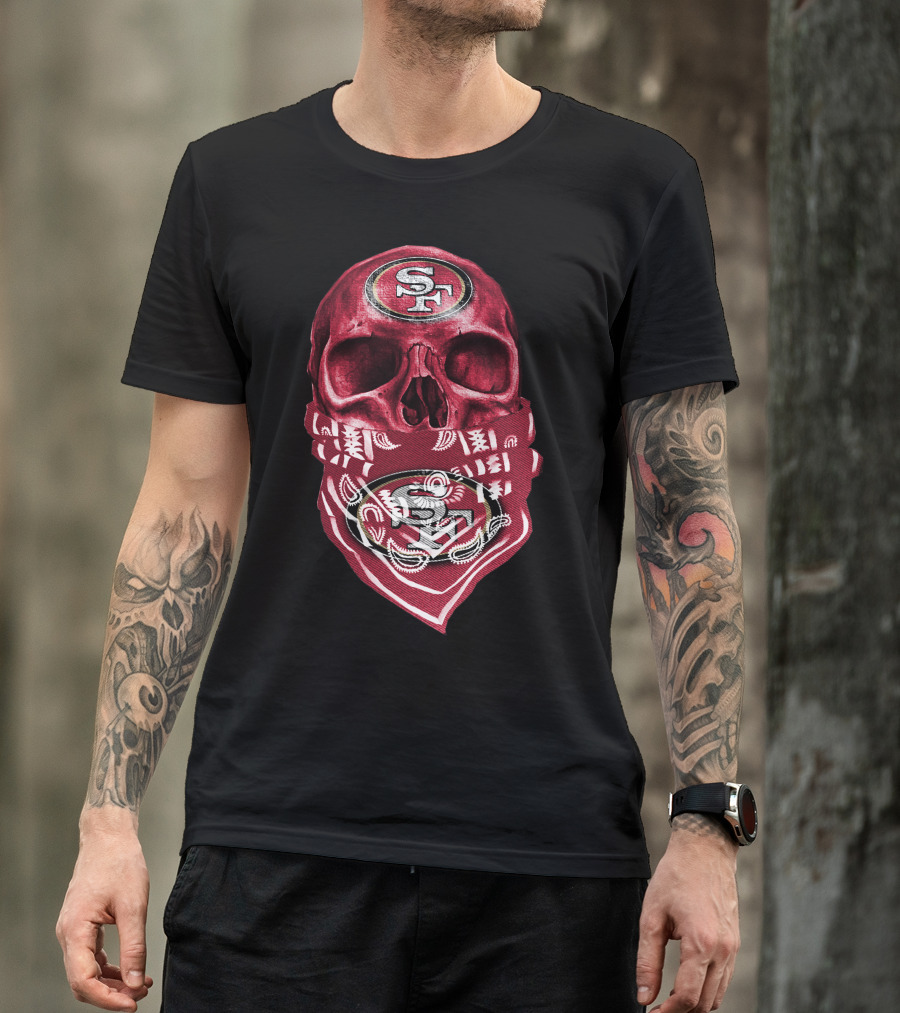 Skull V5 SF 49ers Bandana Emblem T-Shirt
