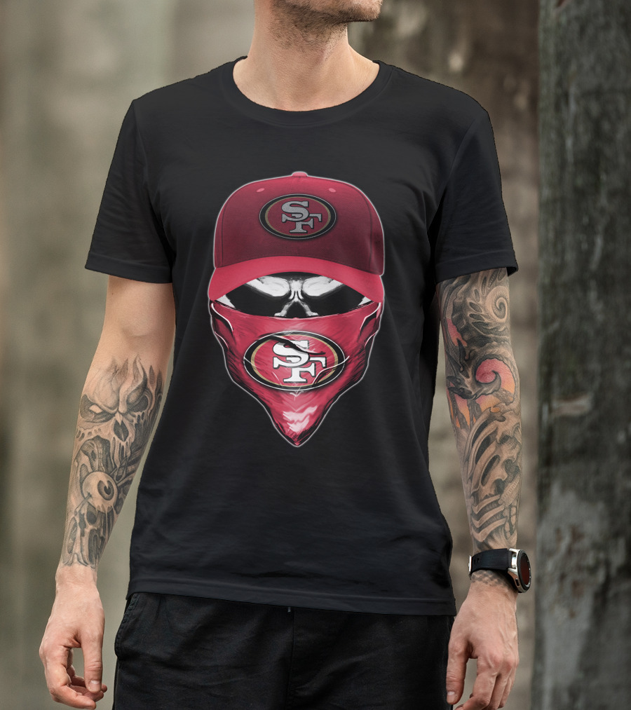 San Francisco 49ers Skull V6 SF Logo Cap And Bandana Kombination T-Shirt