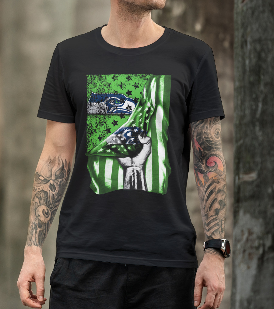 Seattle Seahawks Flag Stars And Stripes Concept T-Shirt