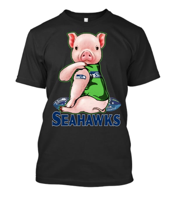 Pig Wearing Seattle Seahawks Jersey With Team T-Shirt