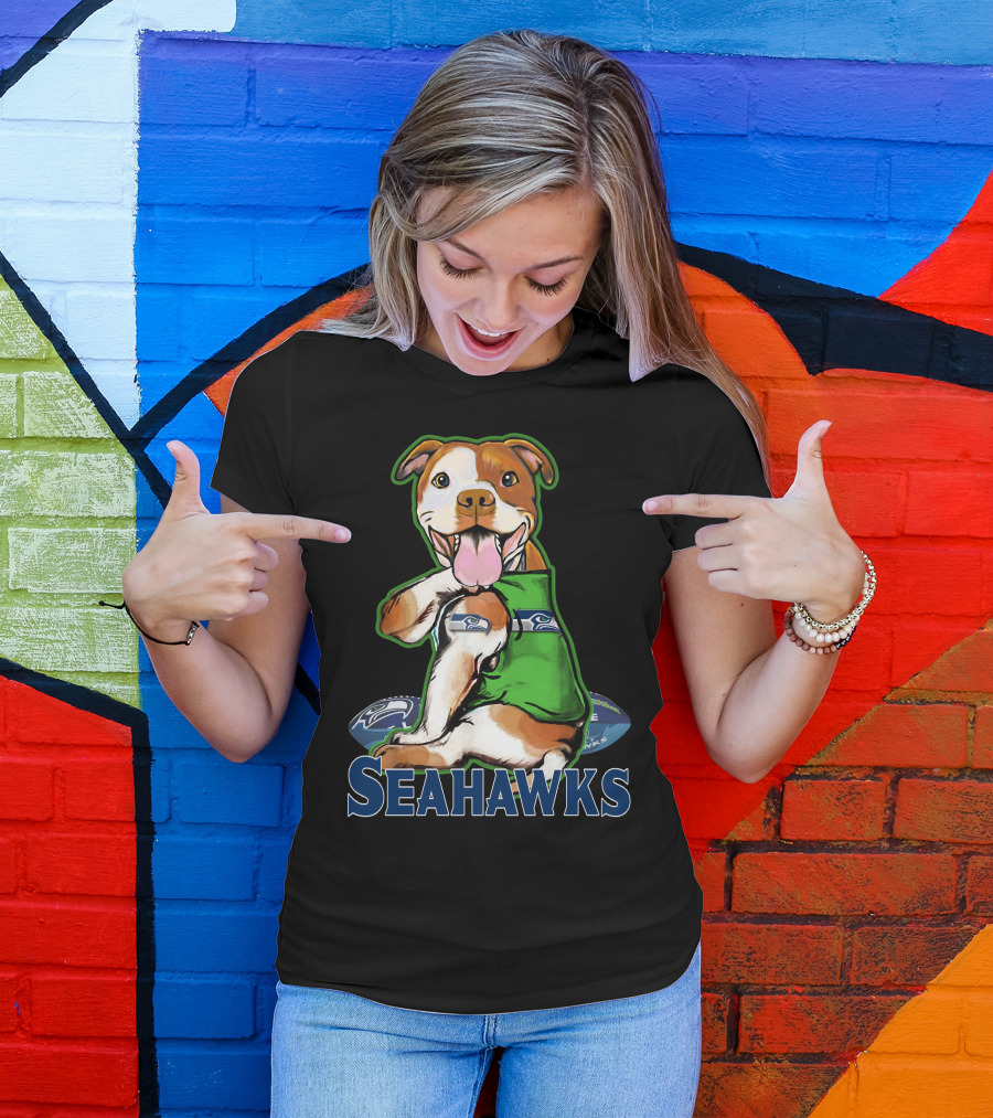 Pittbull Seattle Seahawks Fan Dog T-Shirt