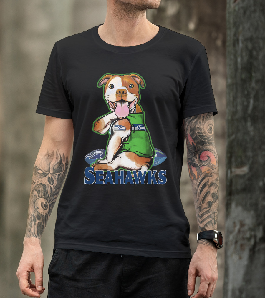 Pittbull Seattle Seahawks Fan Dog T-Shirt