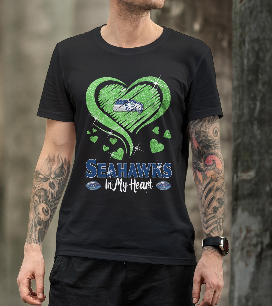 Seahawks In My Heart Sparkling Glitter Design With Team T-Shirt