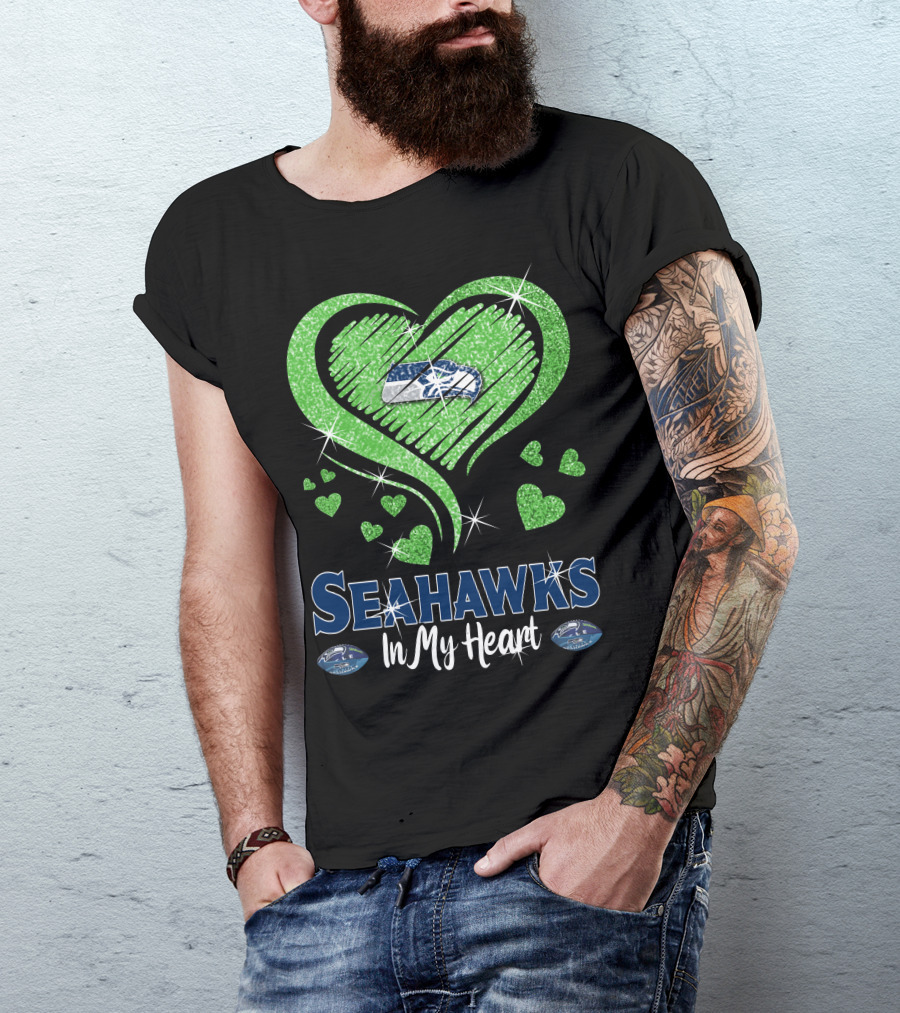 Seahawks In My Heart Sparkling Glitter Design With Team T-Shirt