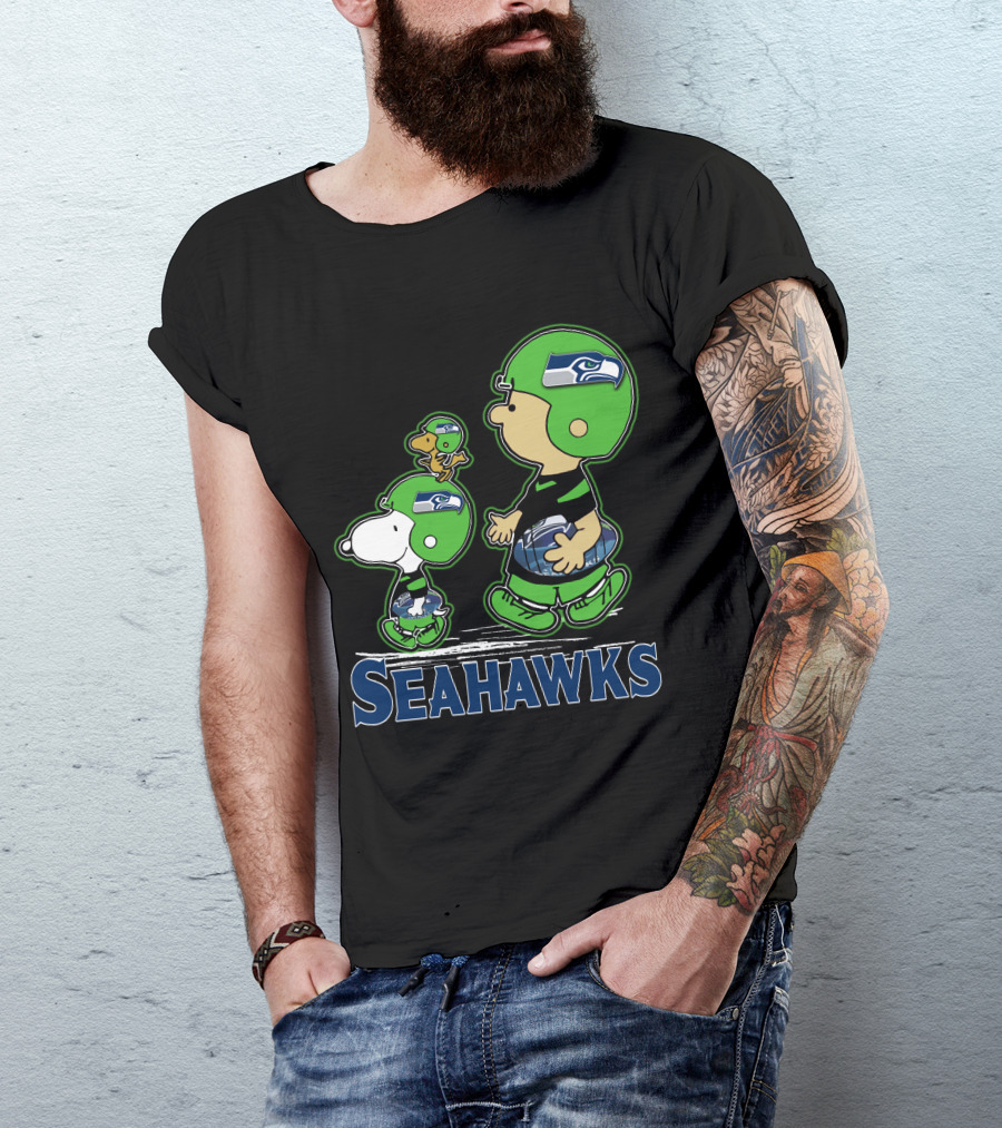 Snpfootball Seattle Seahawks Peanuts Characters Football Helmets Collaboration T-Shirt