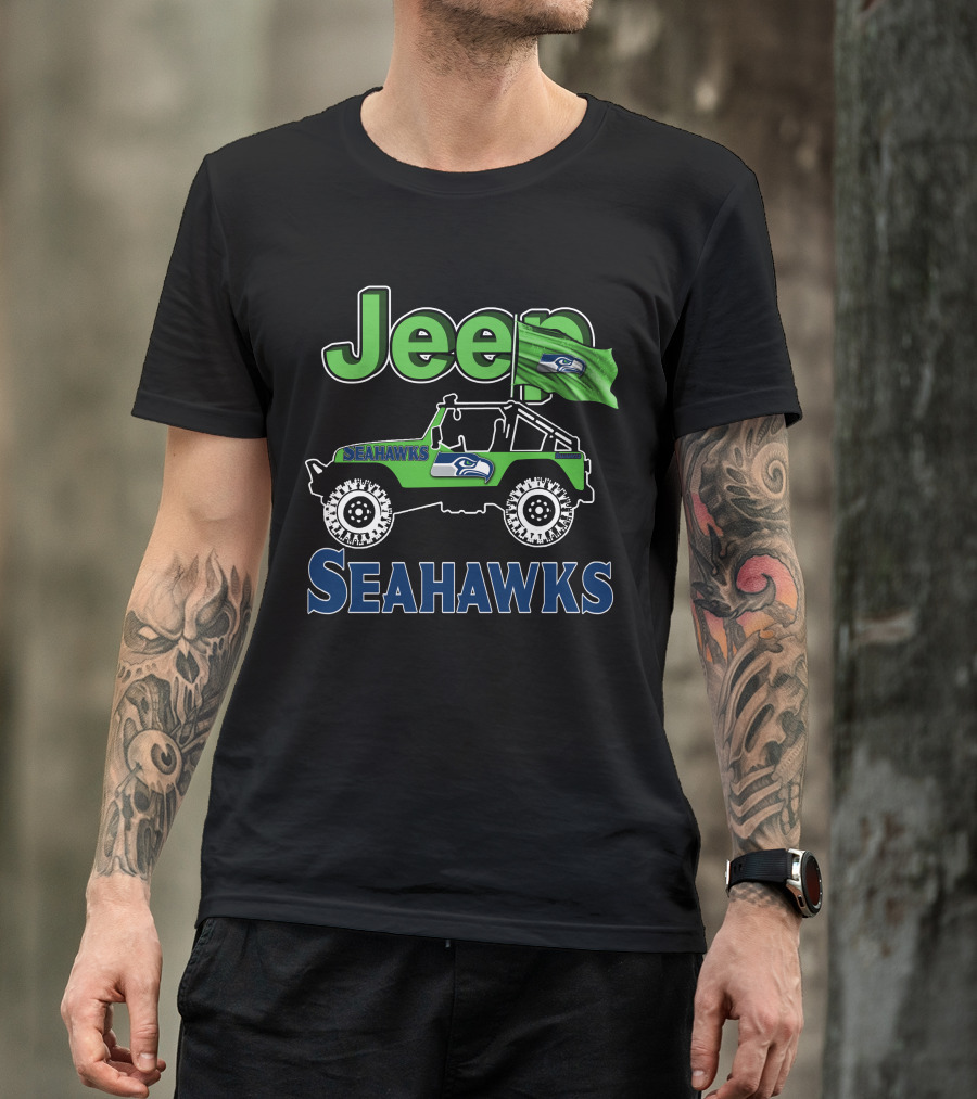 Jeep Seattle Seahawks Enthusiast Ride Flag T-Shirt