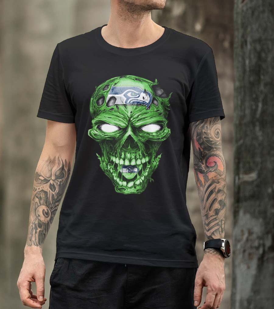 Skull V2 Seattle Seahawks Green Zombie T-Shirt