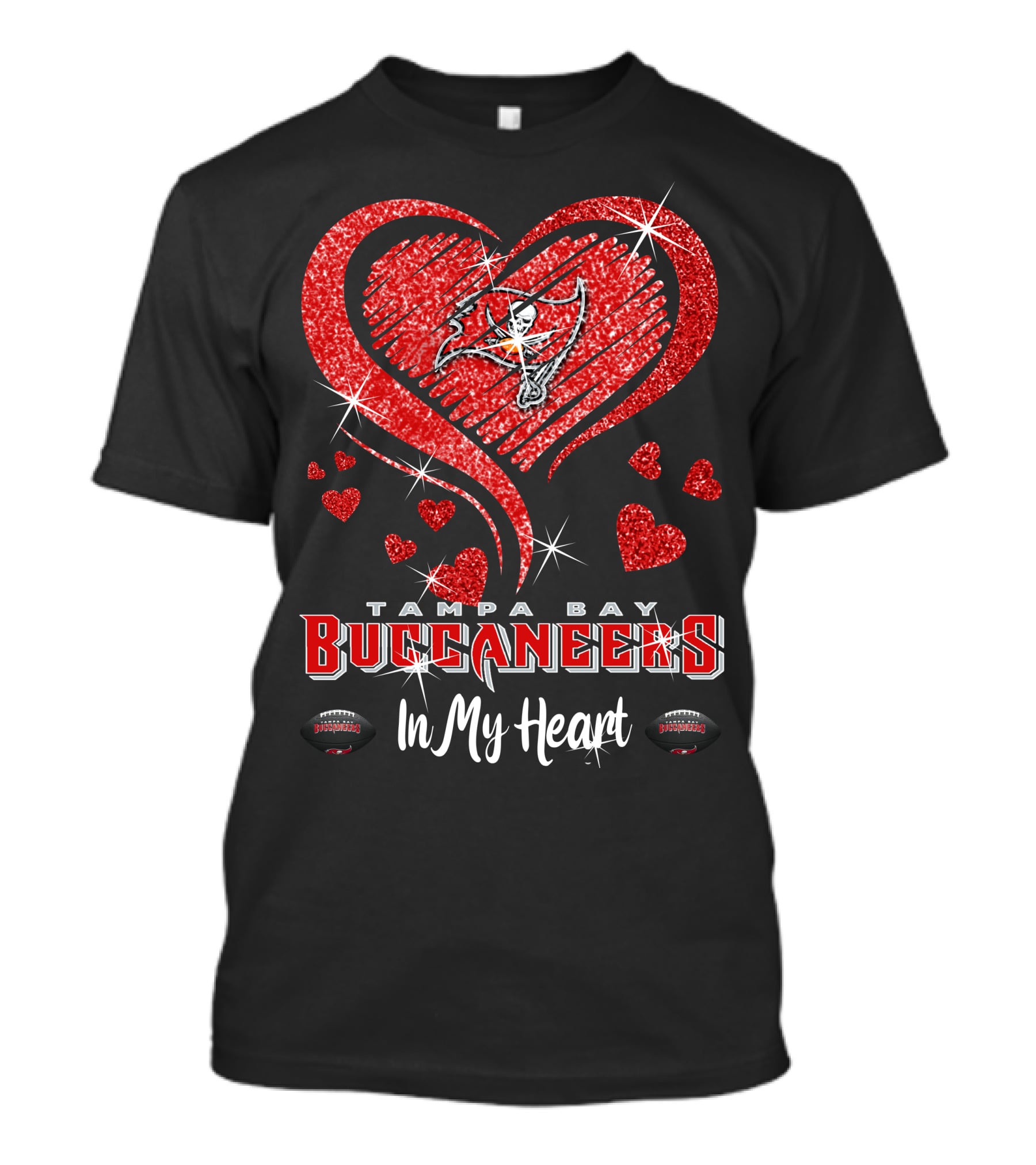 Tampa Bay Buccaneers In My Heart Sparkling Love Football T-Shirt