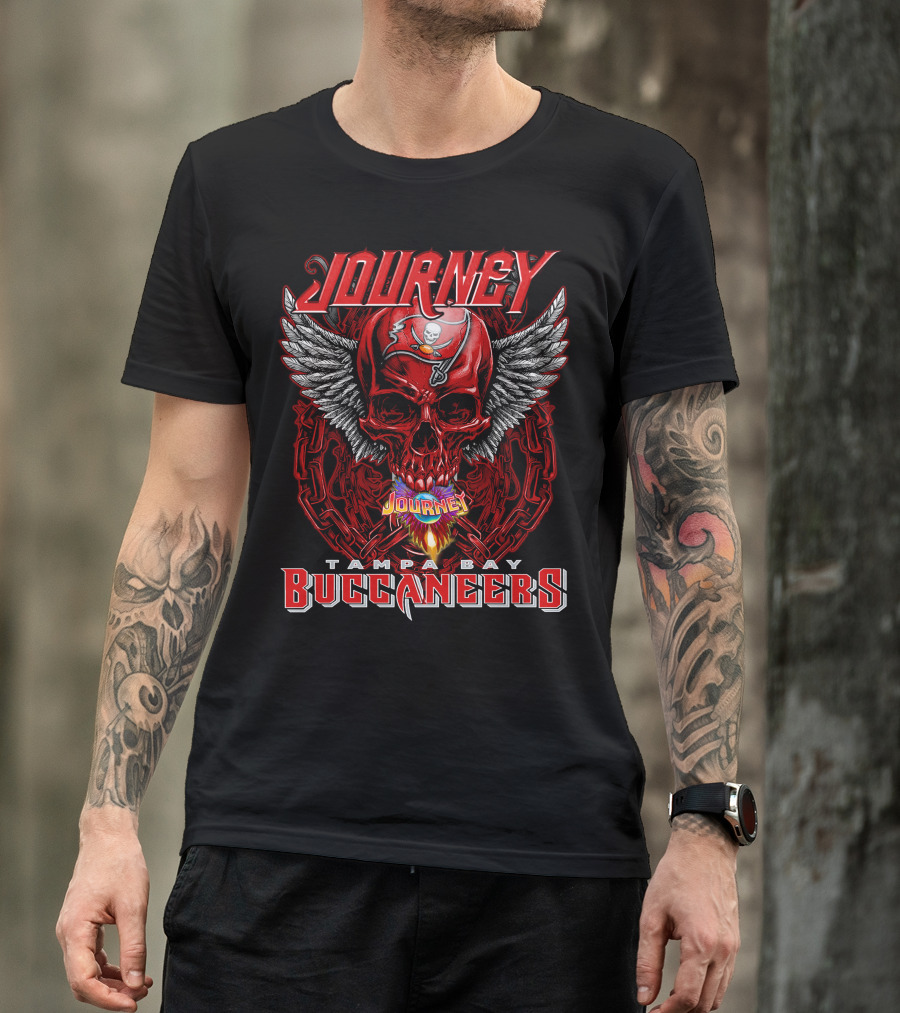 Journey Tampa Bay Buccaneers Skull Wings Chain Flame T-Shirt