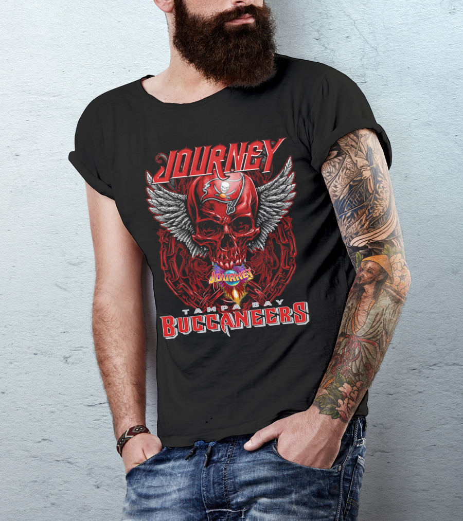 Journey Tampa Bay Buccaneers Skull Wings Chain Flame T-Shirt