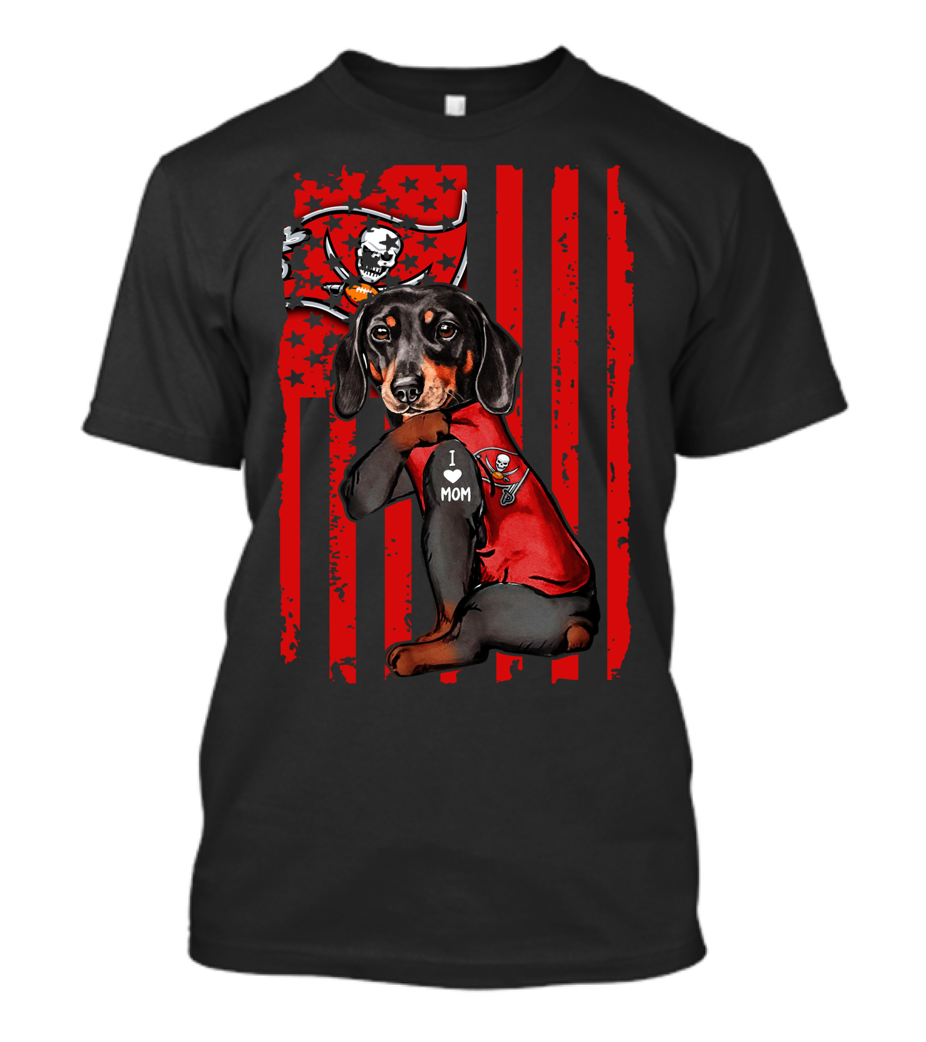 Dachshund I Love Mom Tampa Bay Buccaneers T-Shirt