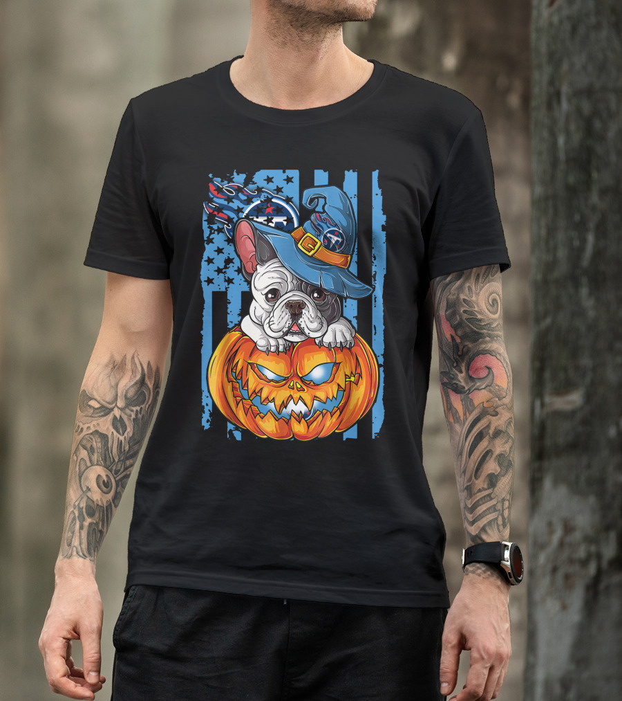 Hlw Bulldog Tennessee Titans Halloween Pumpkin Wizard Hat T-Shirt