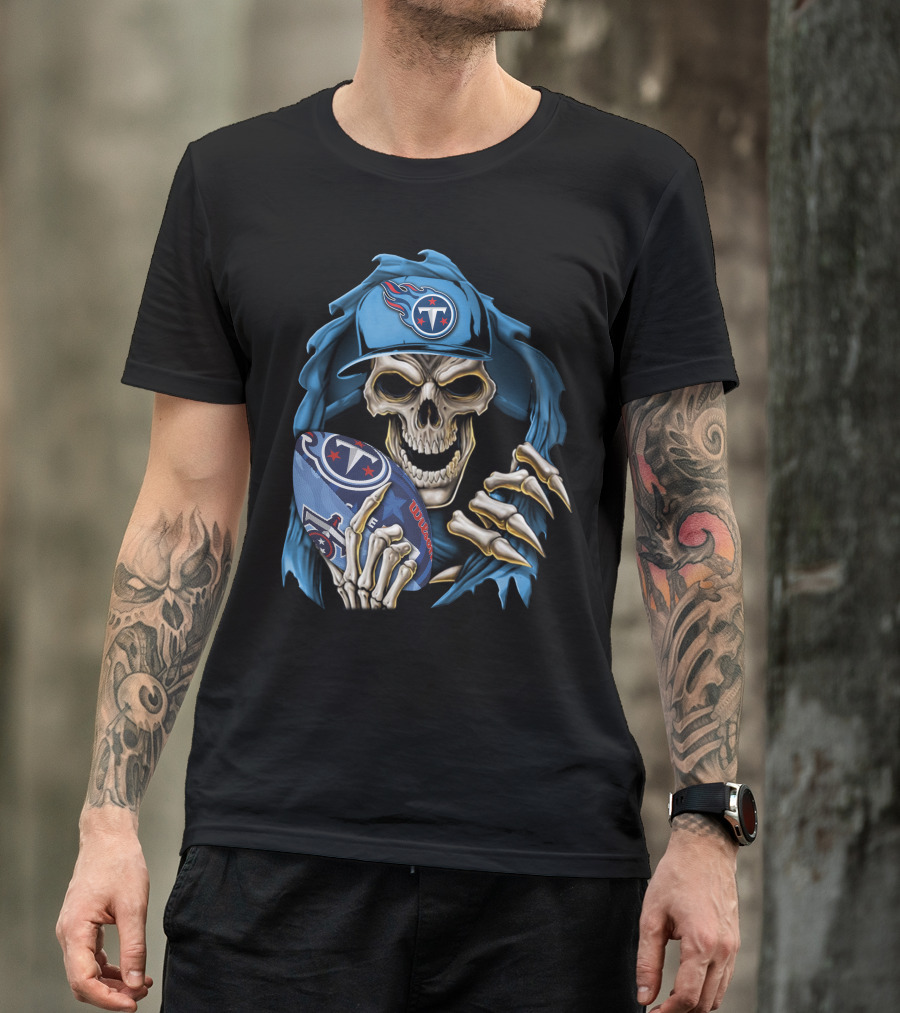 Skullbong Tennessee Titans Football Skeleton Fan Gear T-Shirt