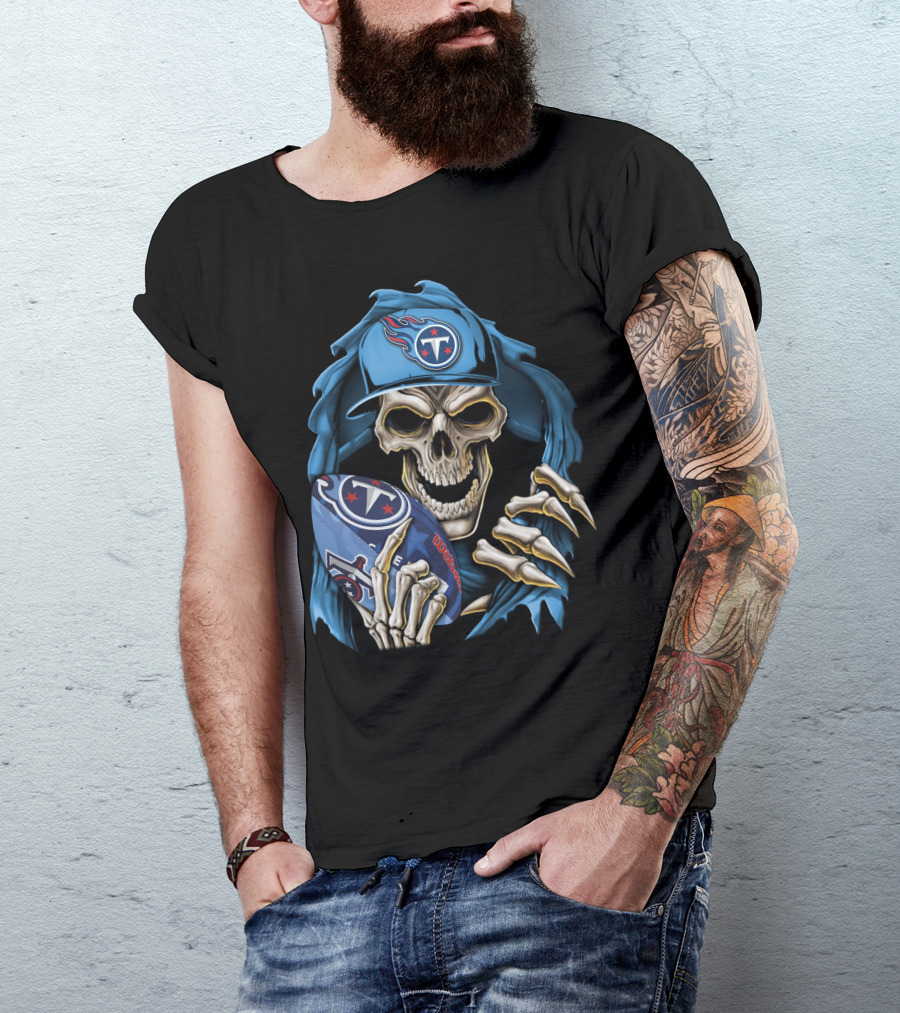 Skullbong Tennessee Titans Football Skeleton Fan Gear T-Shirt