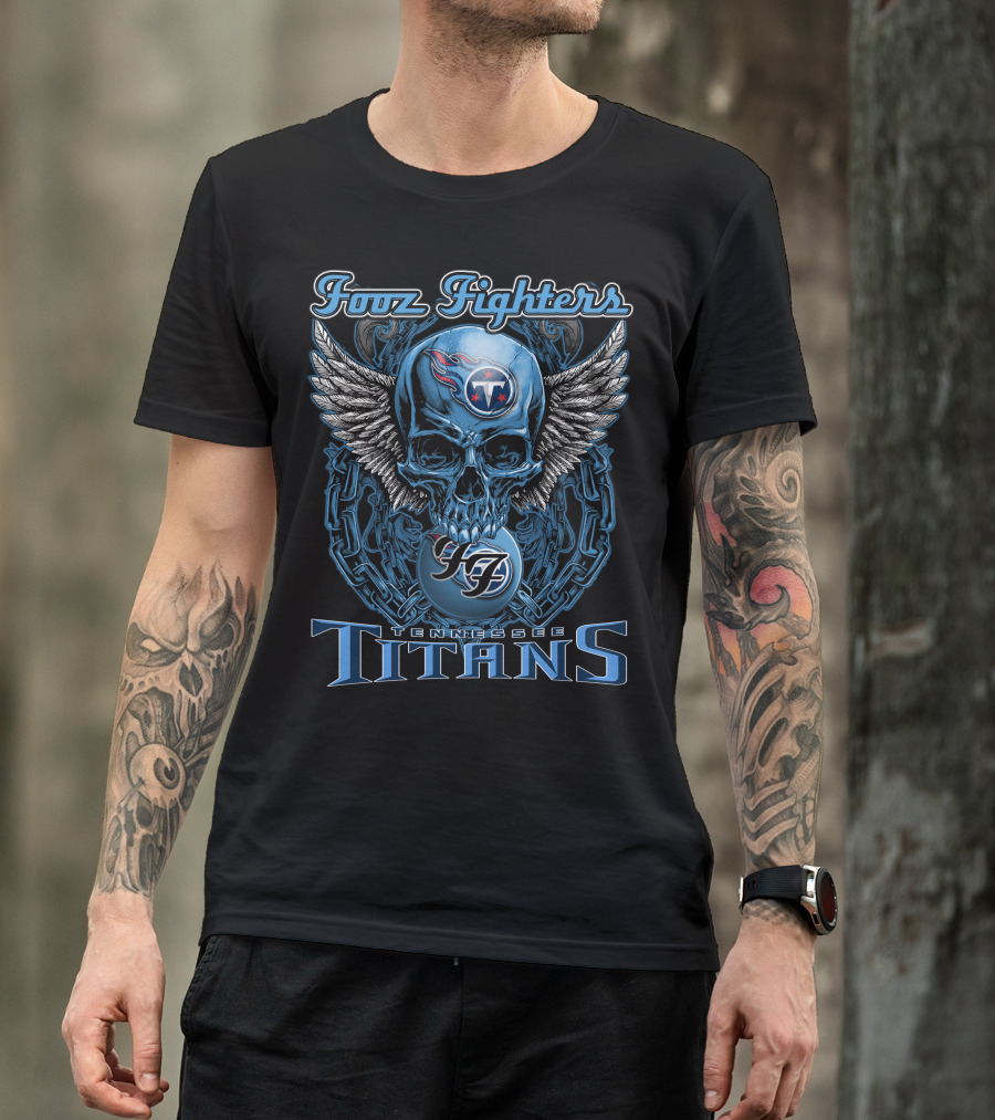 Foo Fighters Tennessee Titans Skull Winged T-Shirt