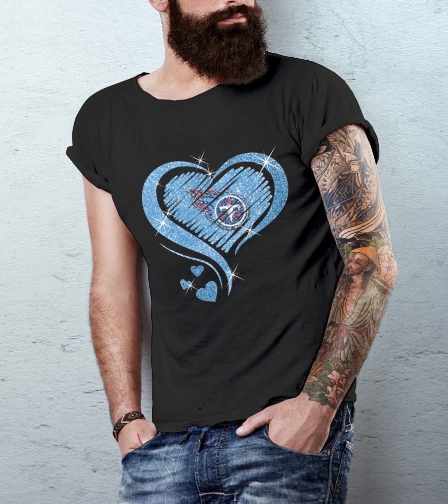 Tennessee Titans Heart Diamond Logo Sparkle T-Shirt