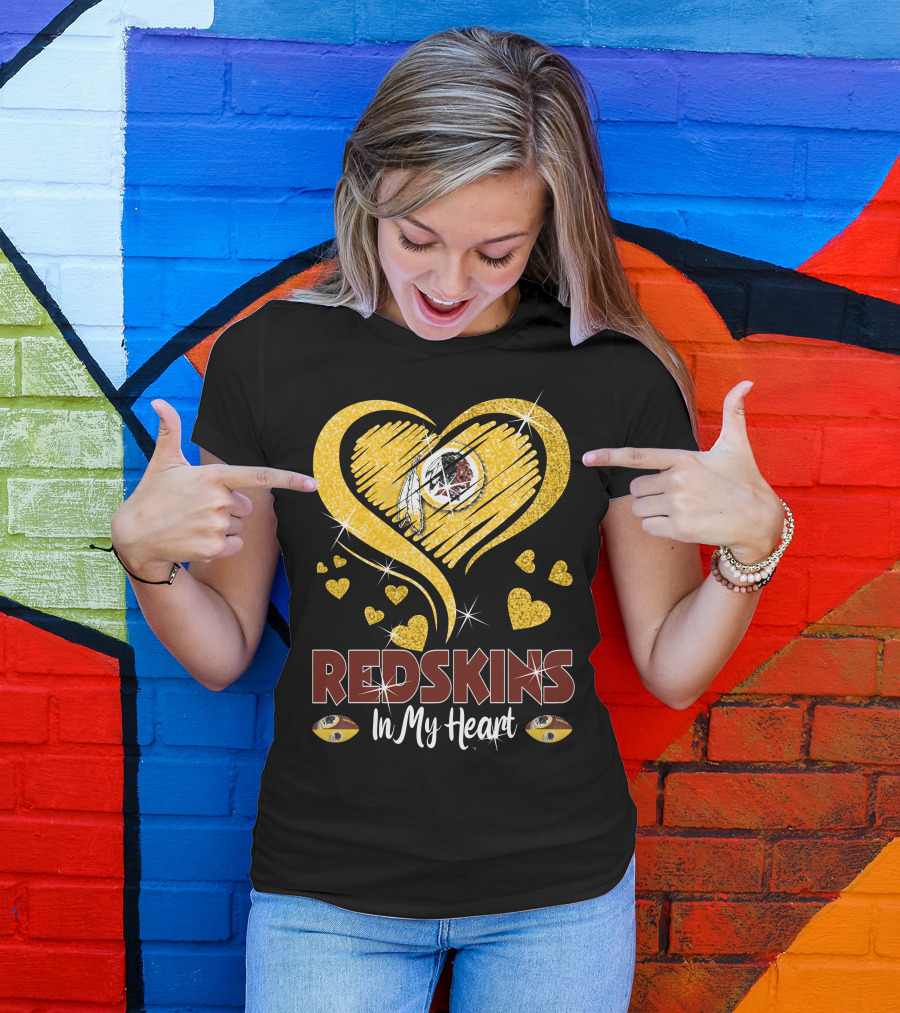 Redskins In My Heart Football Team Sparkling Heart T-Shirt