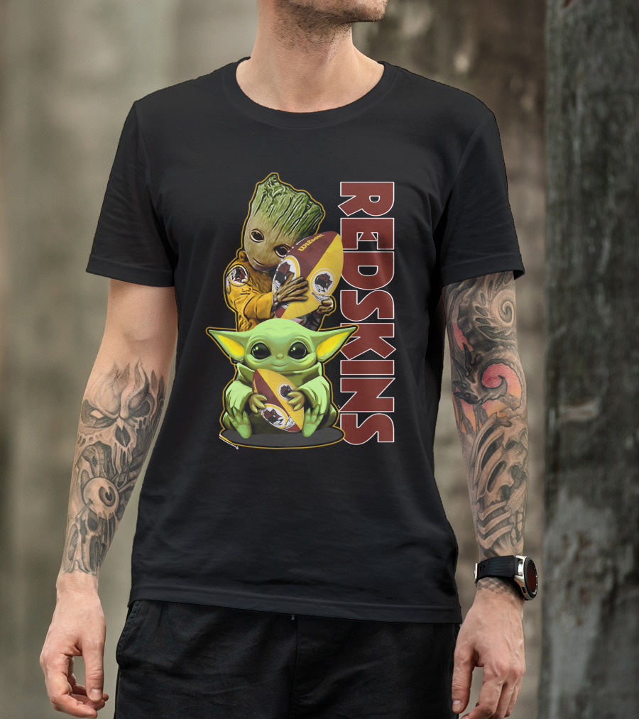 Groot Baby Yoda Washington Redskins Football T-Shirt
