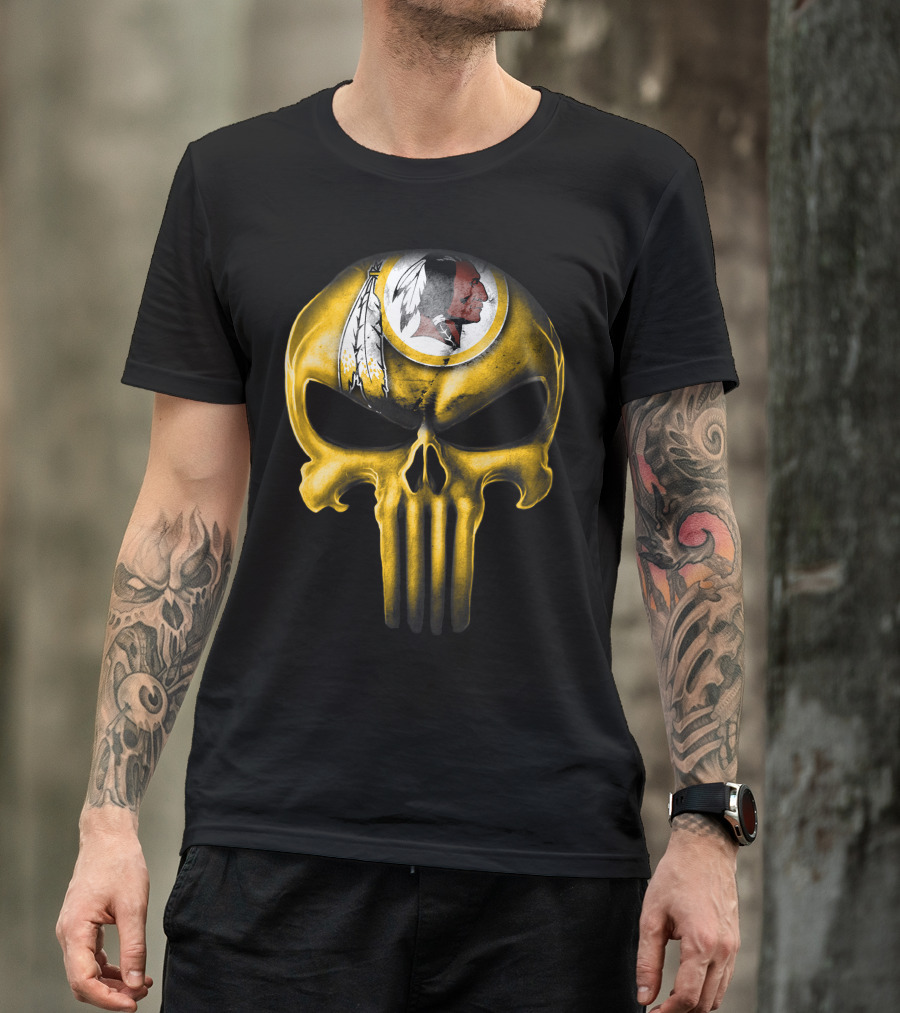Skull Washington Redskins Logo Iconic Yellow T-Shirt