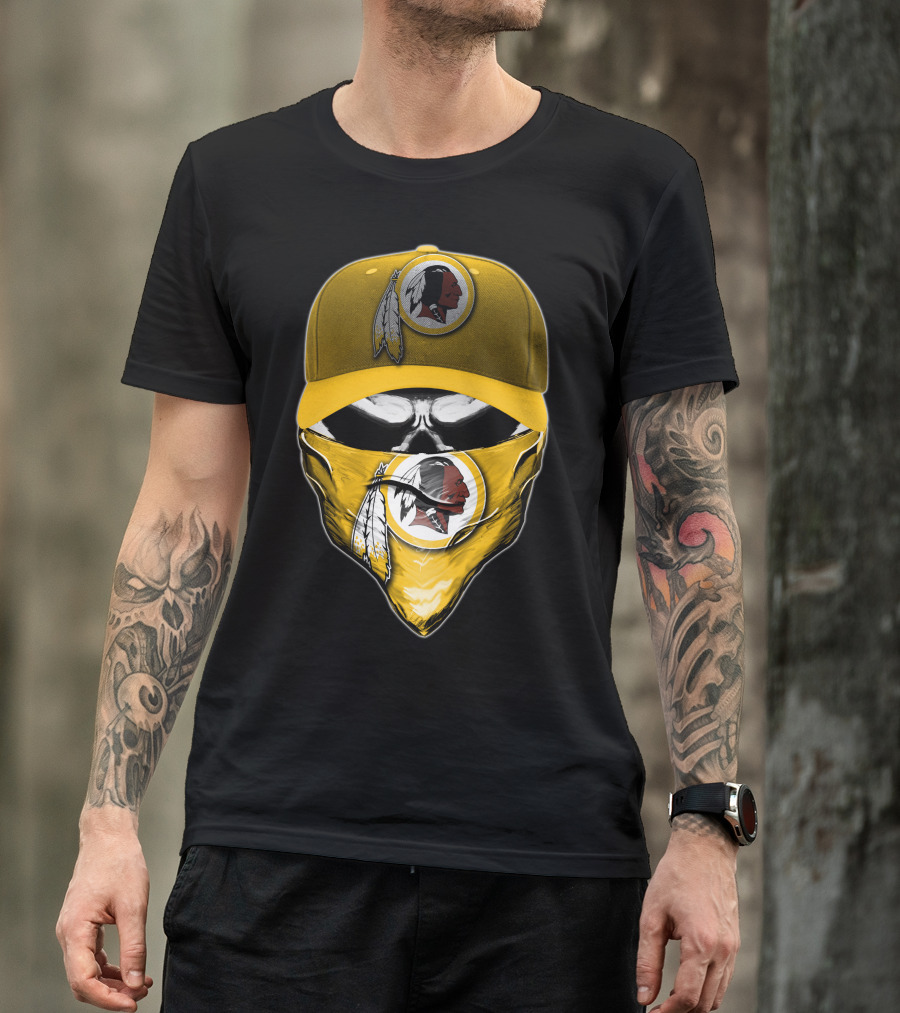 Skull V6 Washington Redskins Logo Bandana And Cap T-Shirt