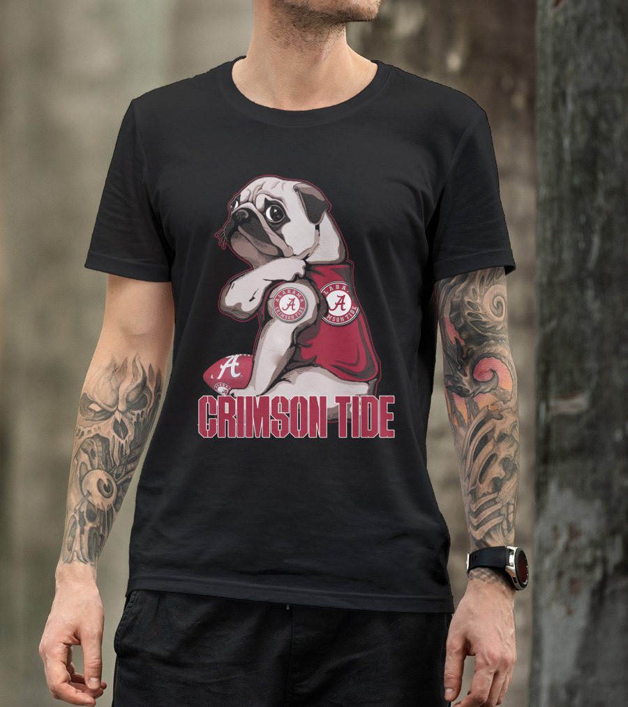 Pug Alabama Crimson Tide Football Fan Puppy T-Shirt