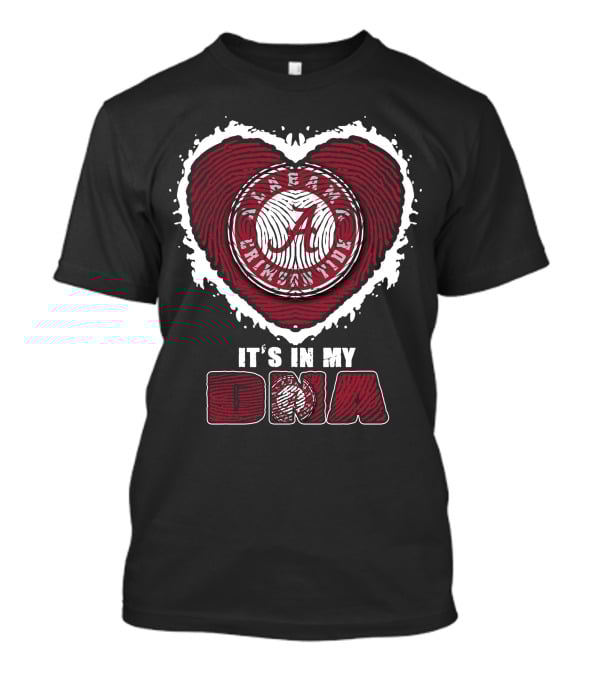 Alabama Crimson Tide It's In My Dna Heart Fingerprint T-Shirt