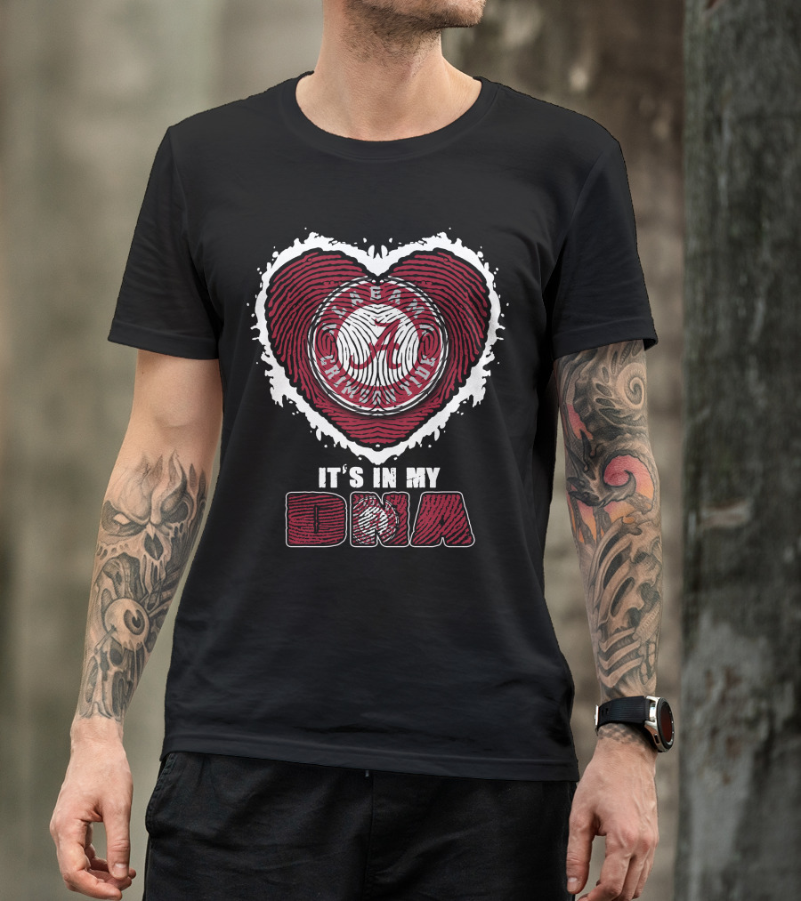 Alabama Crimson Tide It's In My Dna Heart Fingerprint T-Shirt
