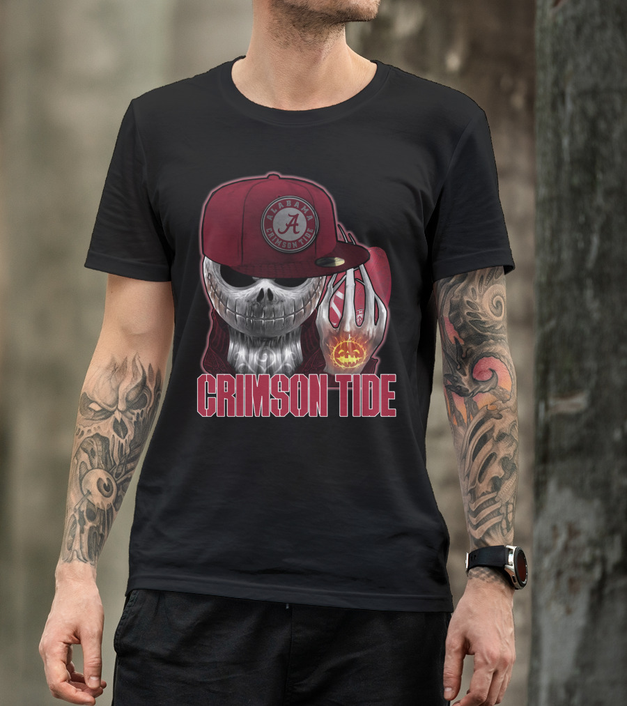 Jackskull Alabama Crimson Tide Halloween Pumpkin Skull T-Shirt