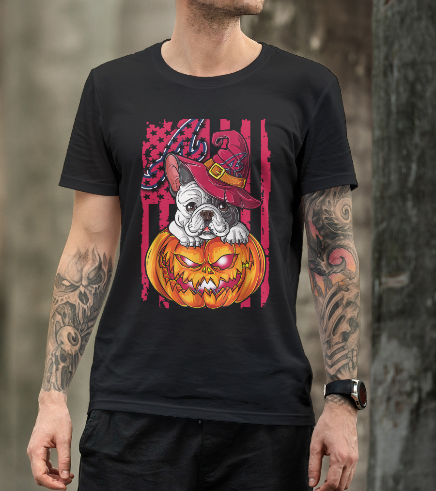 Atlanta Braves Halloween Bulldog Pumpkin T-Shirt