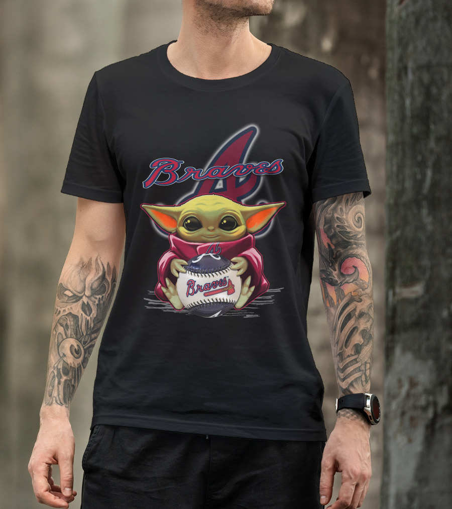 Braves Yoda Holding Baseball With Atlanta Braves T-Shirt