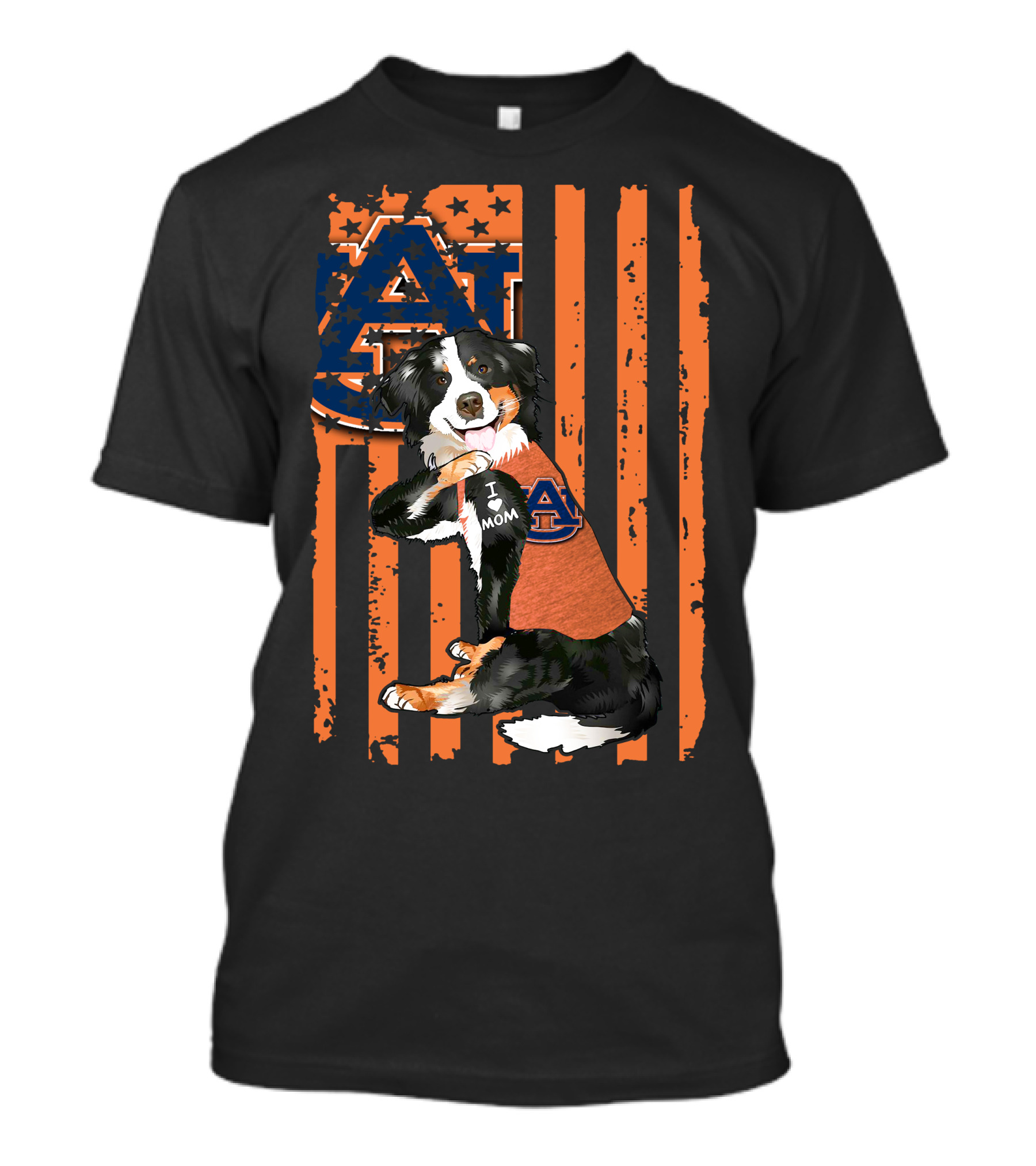 Border Collie Auburn Tigers I Love Mom Fan Pride T-Shirt