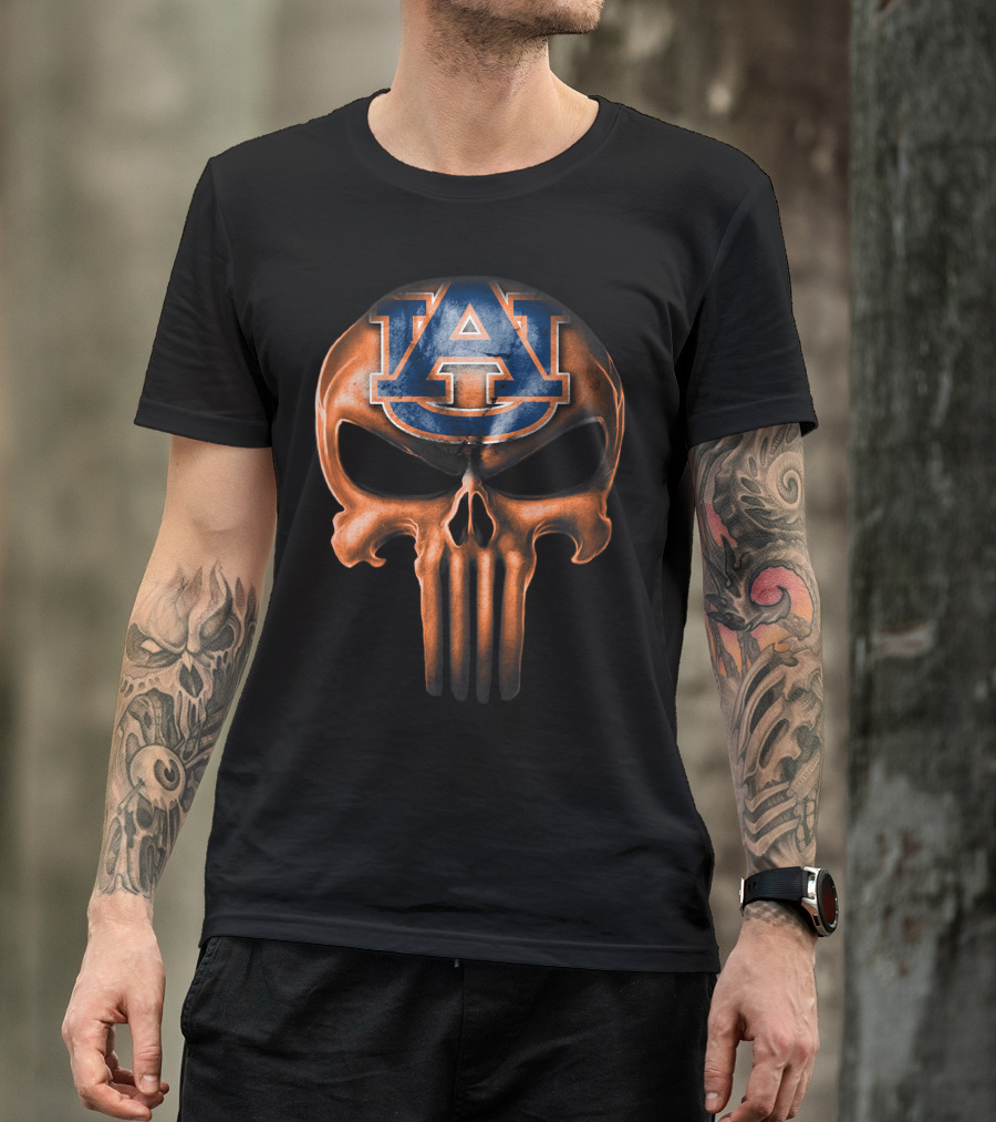 Skull Auburn Tigers Punisher T-Shirt