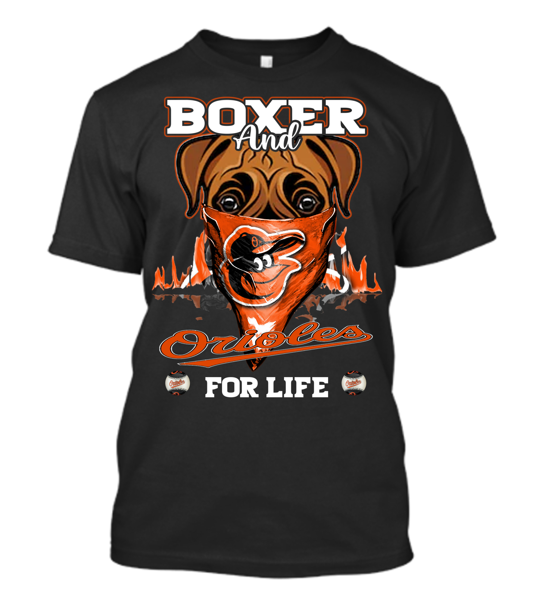 Boxer And Orioles For Life Baltimore Orioles T-Shirt