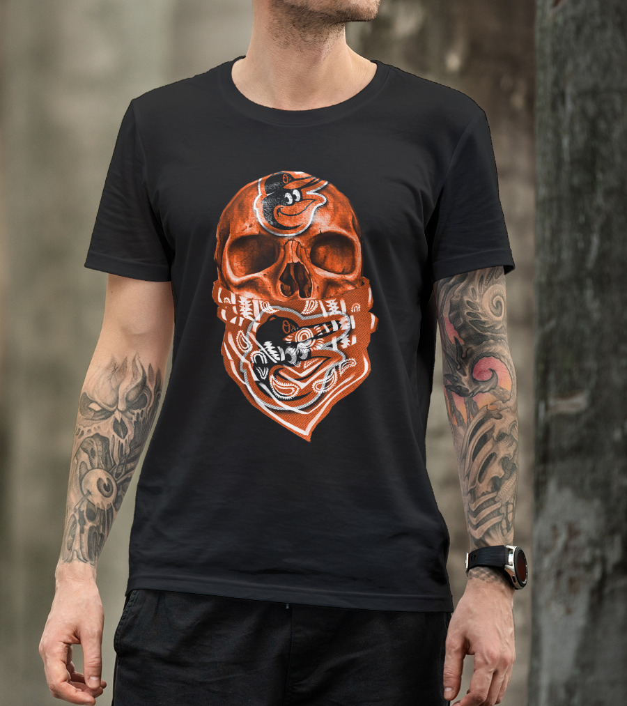 Skull Bandana V5 Baltimore Orioles T-Shirt