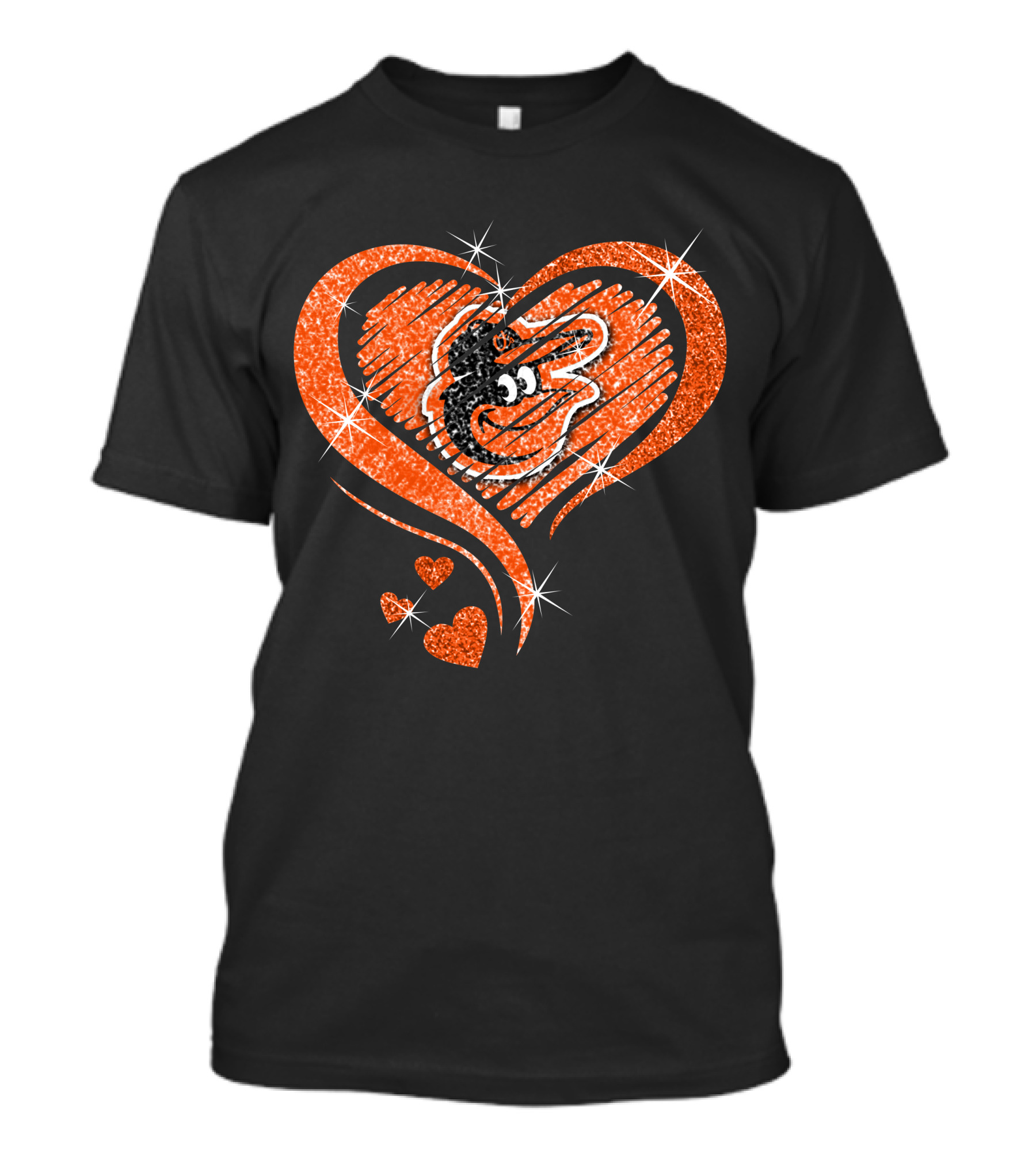 Heart Diamond Glitter Baltimore Orioles Bird T-Shirt