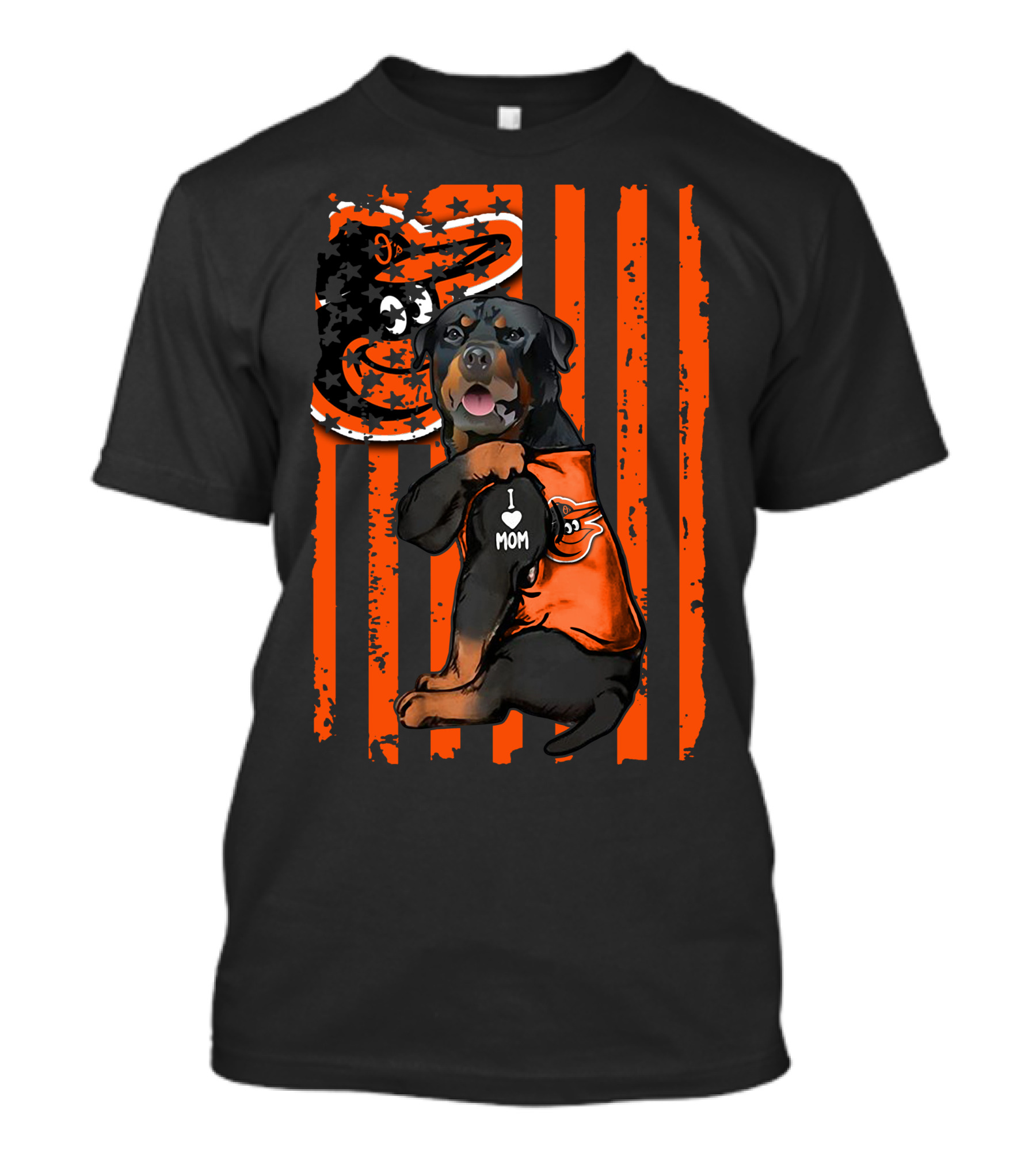 Rottweiler I Mom Baltimore Orioles American Flag T-Shirt