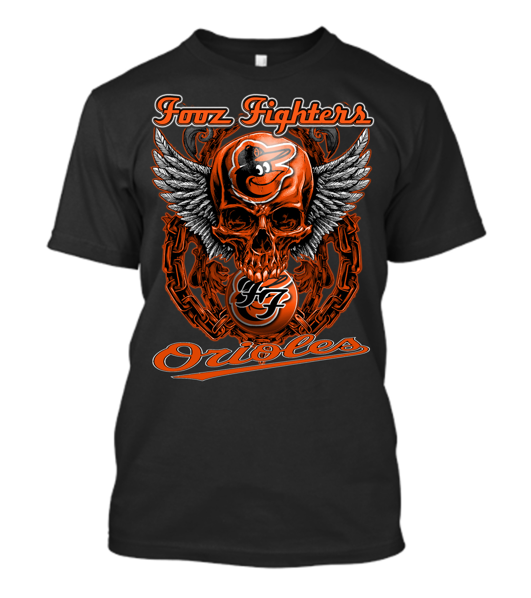 Foo Fighters Baltimore Orioles Skull Wings T-Shirt